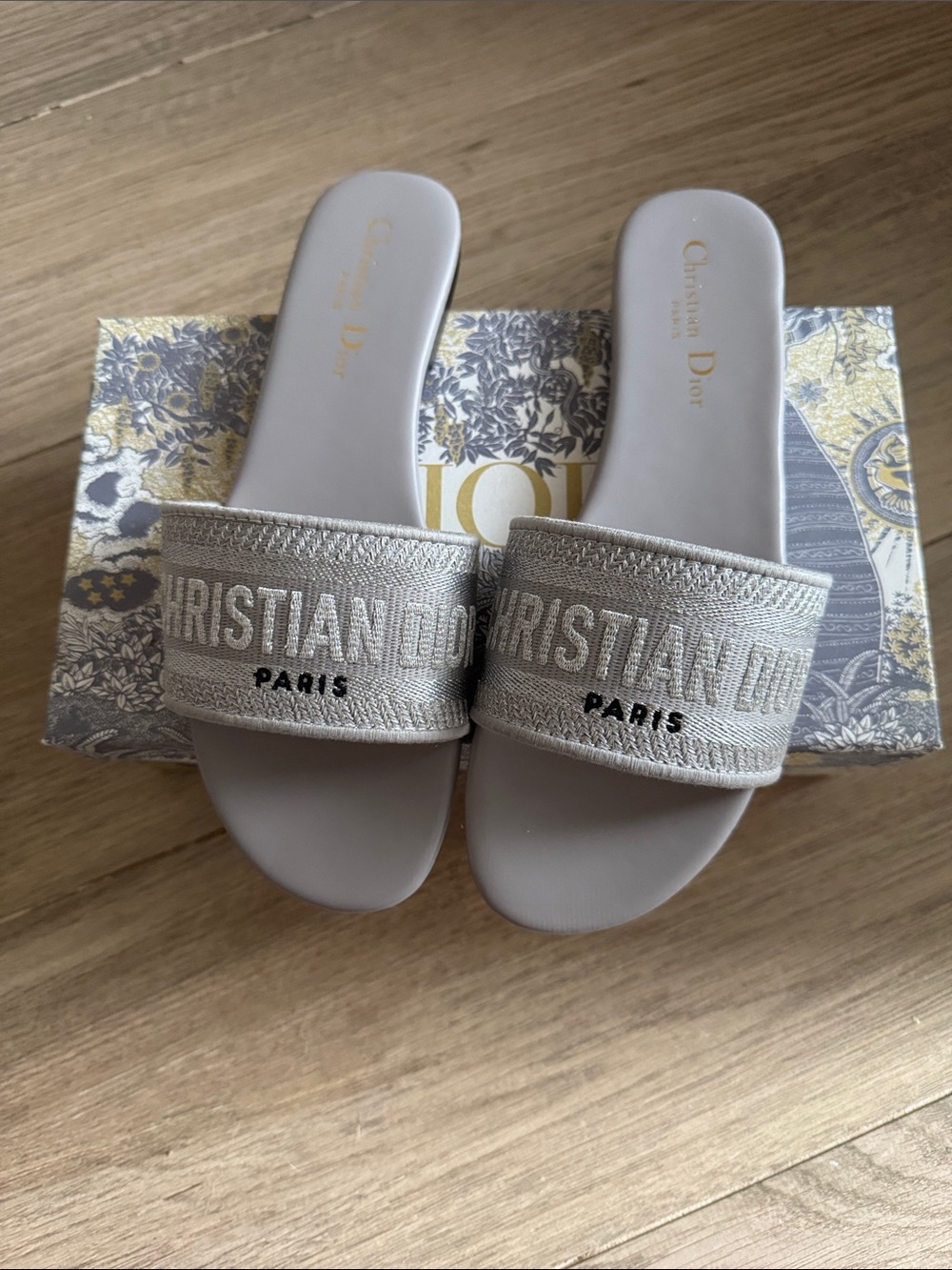 Dior Silver/gray Slide sandals